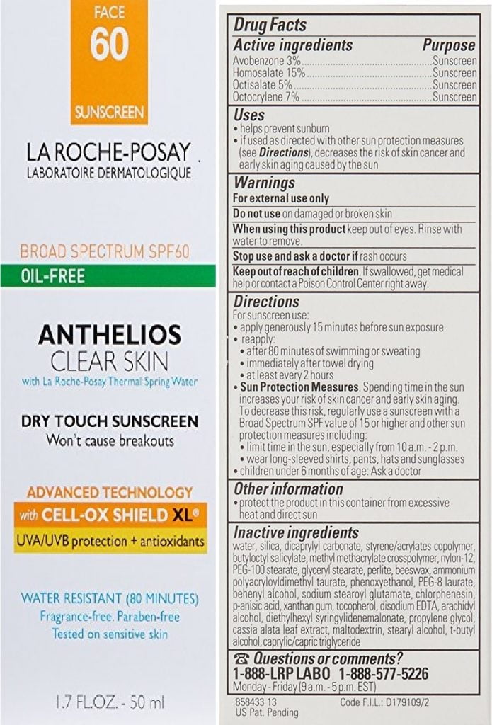 La Roche-Posay Anthelios Clear Skin Face Sunscreen big pack back side