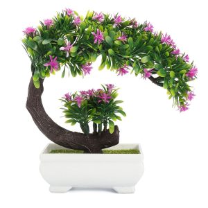 CAVEEN Artificial Topiary Plants in Pot Fake Green Bonsai